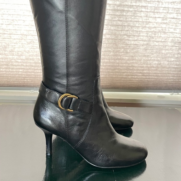 Ralph Lauren Black Leather Knee High Boots - Picture 3 of 7